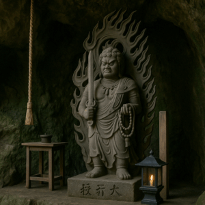 浪切神社 ハート 海不動明王像をイメージした洞窟内の石像
