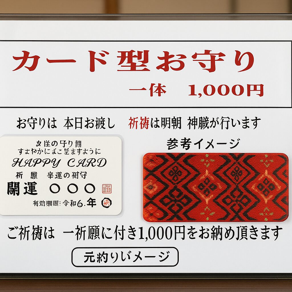 AIで制作された市比賣神社のカード型お守り「HAPPY CARD」の参考画像